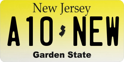 NJ license plate A10NEW