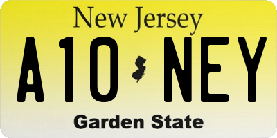 NJ license plate A10NEY