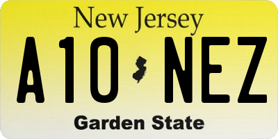 NJ license plate A10NEZ