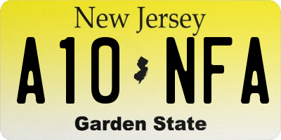 NJ license plate A10NFA