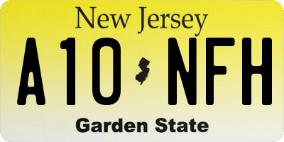 NJ license plate A10NFH