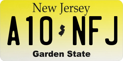 NJ license plate A10NFJ