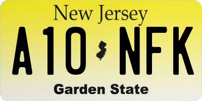 NJ license plate A10NFK