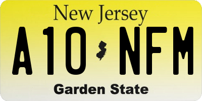 NJ license plate A10NFM