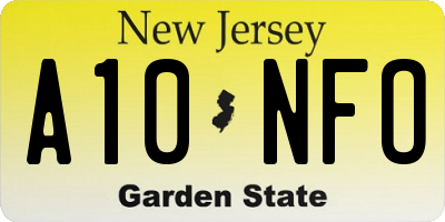 NJ license plate A10NFO