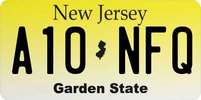 NJ license plate A10NFQ