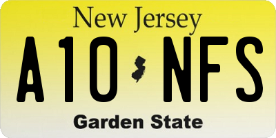 NJ license plate A10NFS