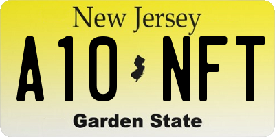 NJ license plate A10NFT