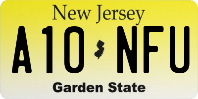 NJ license plate A10NFU