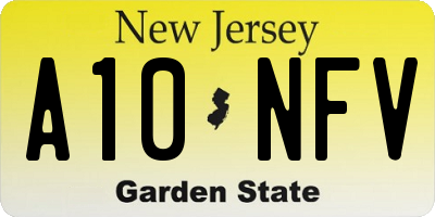 NJ license plate A10NFV