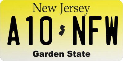 NJ license plate A10NFW