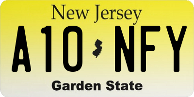 NJ license plate A10NFY