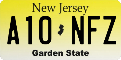 NJ license plate A10NFZ