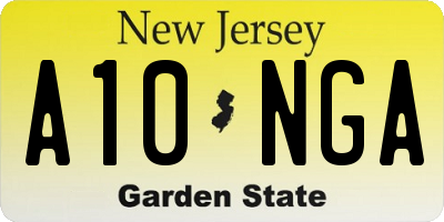 NJ license plate A10NGA