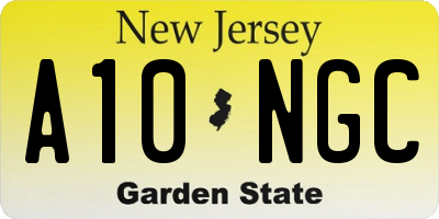 NJ license plate A10NGC