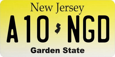 NJ license plate A10NGD