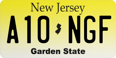 NJ license plate A10NGF