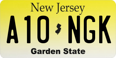 NJ license plate A10NGK