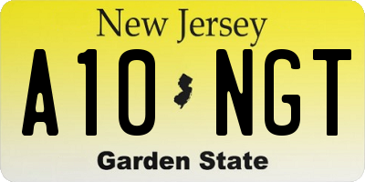 NJ license plate A10NGT