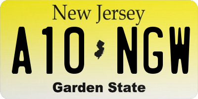 NJ license plate A10NGW