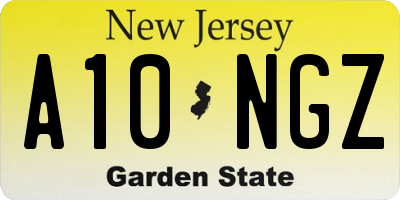 NJ license plate A10NGZ