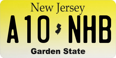 NJ license plate A10NHB