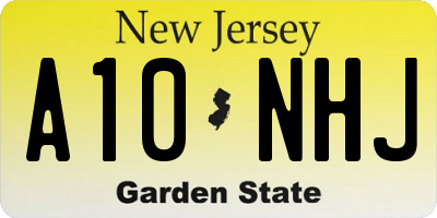 NJ license plate A10NHJ