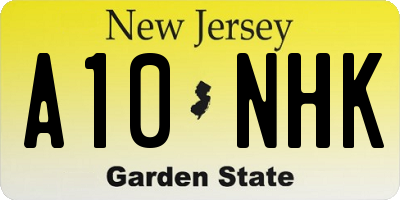 NJ license plate A10NHK