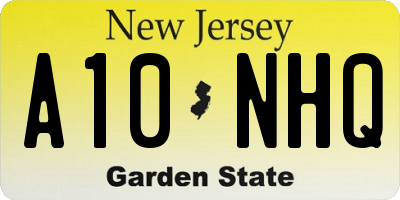 NJ license plate A10NHQ