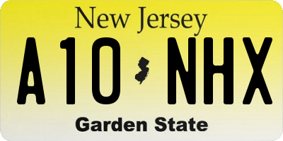 NJ license plate A10NHX