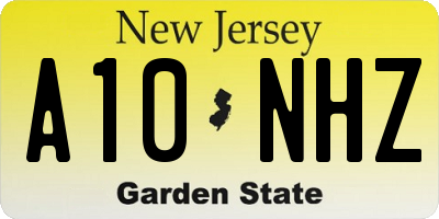 NJ license plate A10NHZ