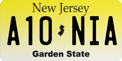 NJ license plate A10NIA