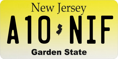 NJ license plate A10NIF