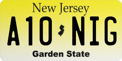 NJ license plate A10NIG