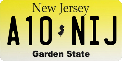 NJ license plate A10NIJ