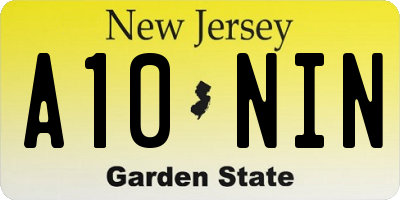 NJ license plate A10NIN