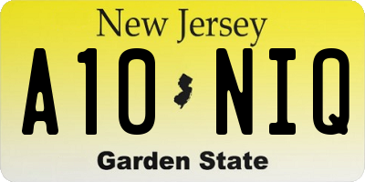 NJ license plate A10NIQ