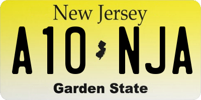 NJ license plate A10NJA