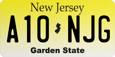NJ license plate A10NJG