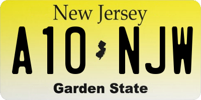 NJ license plate A10NJW