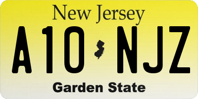 NJ license plate A10NJZ