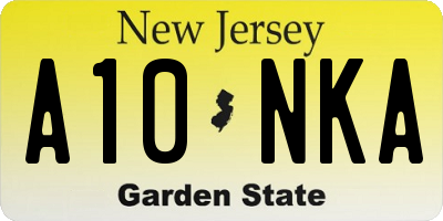 NJ license plate A10NKA