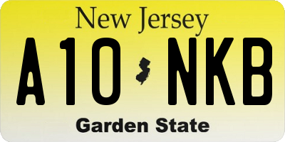 NJ license plate A10NKB