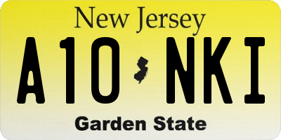 NJ license plate A10NKI