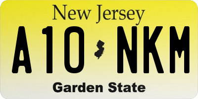 NJ license plate A10NKM