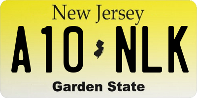 NJ license plate A10NLK
