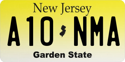 NJ license plate A10NMA