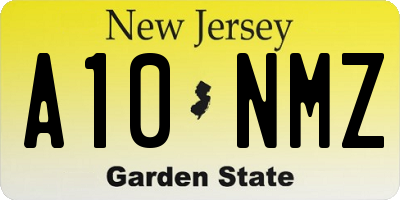 NJ license plate A10NMZ