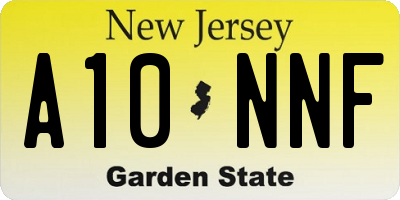 NJ license plate A10NNF