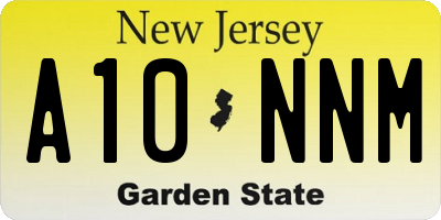 NJ license plate A10NNM